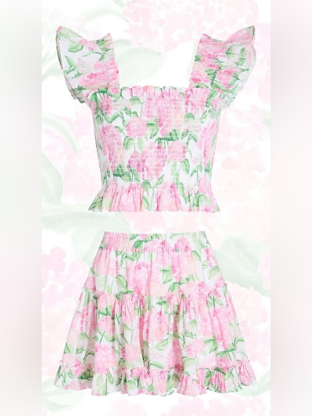 Hill House Nantucket Exclusive Pink Hydrangea Paz Top & Skirt Set - size small